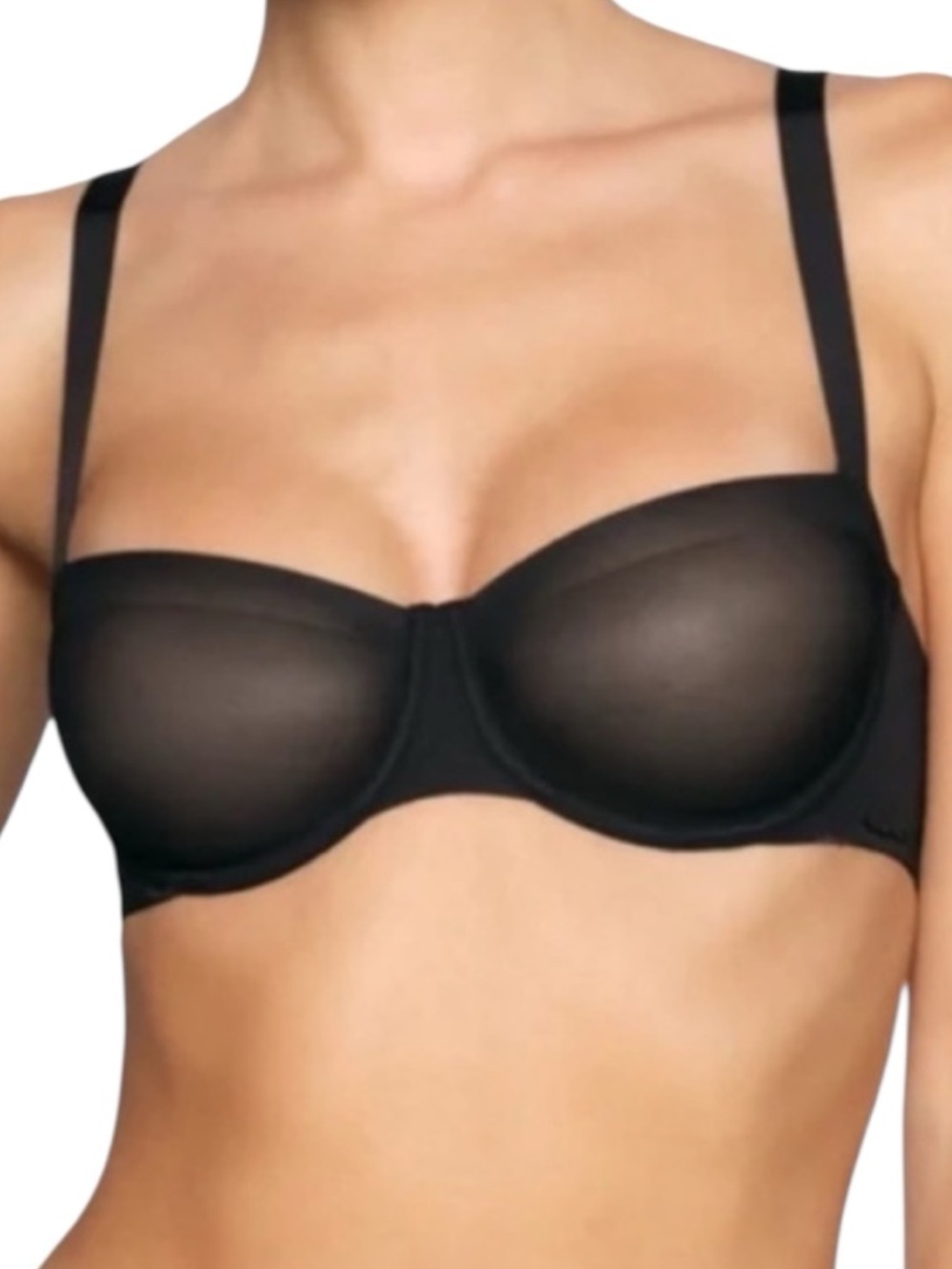 NWT SKIMS No Show Black Onyx Molded Unlined Demi Bra Size 38D